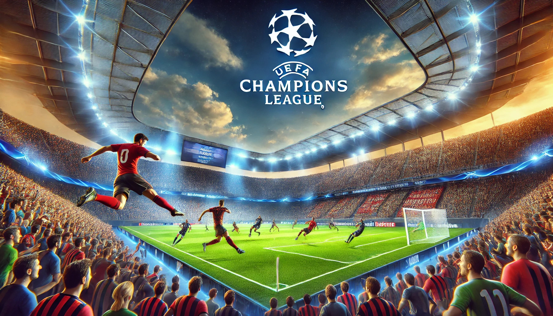 Champions-League-Spieler, die während eines Spiels jubeln